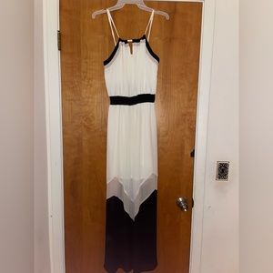 Tri color block dress, floor length